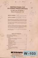 Wysong PH Series, 60 - 400 Ton, Press Brakes Instructions and Parts Manual 1992
